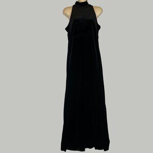 NWT Vintage Ralph Lauren Elegant Black Velvet Sleeveless Maxi Dress L Whimsygoth